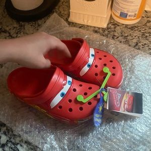 Limited edition lightning McQueen crocs